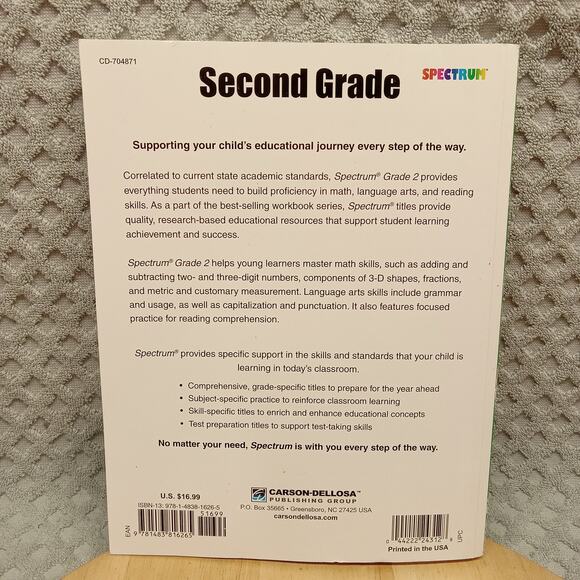 Spectrum Second Grade Workbook Math And Language Arts - Picture 2 of 7
